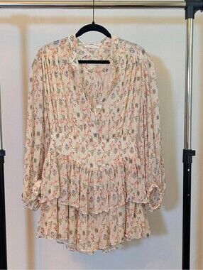 Karlie Vintage Floral Chiffon Tier Dress Floral Print Size Large